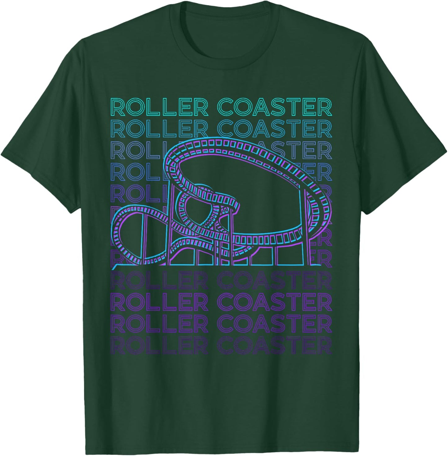 Roller Coaster Gifts Roller Coaster Retro - -Adults, Kids - Black - Small - Short Sleeve - Cotton, Polyester T-Shirt - T-Shirt | Forest