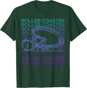 Roller Coaster Gifts Roller Coaster Retro - -Adults, Kids - Black - Small - Short Sleeve - Cotton, Polyester T-Shirt - T-Shirt | Forest