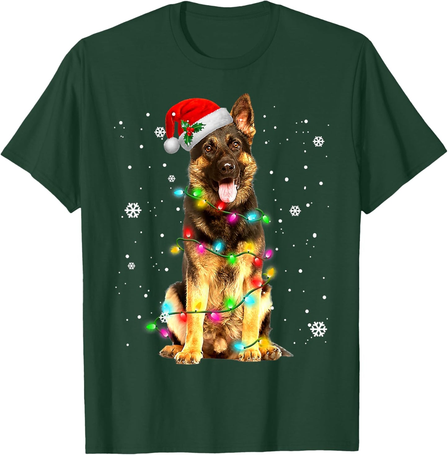German Shepherd Dog Tree Christmas Sweater Xmas Dogs T-Shirt - T-Shirt | Forest