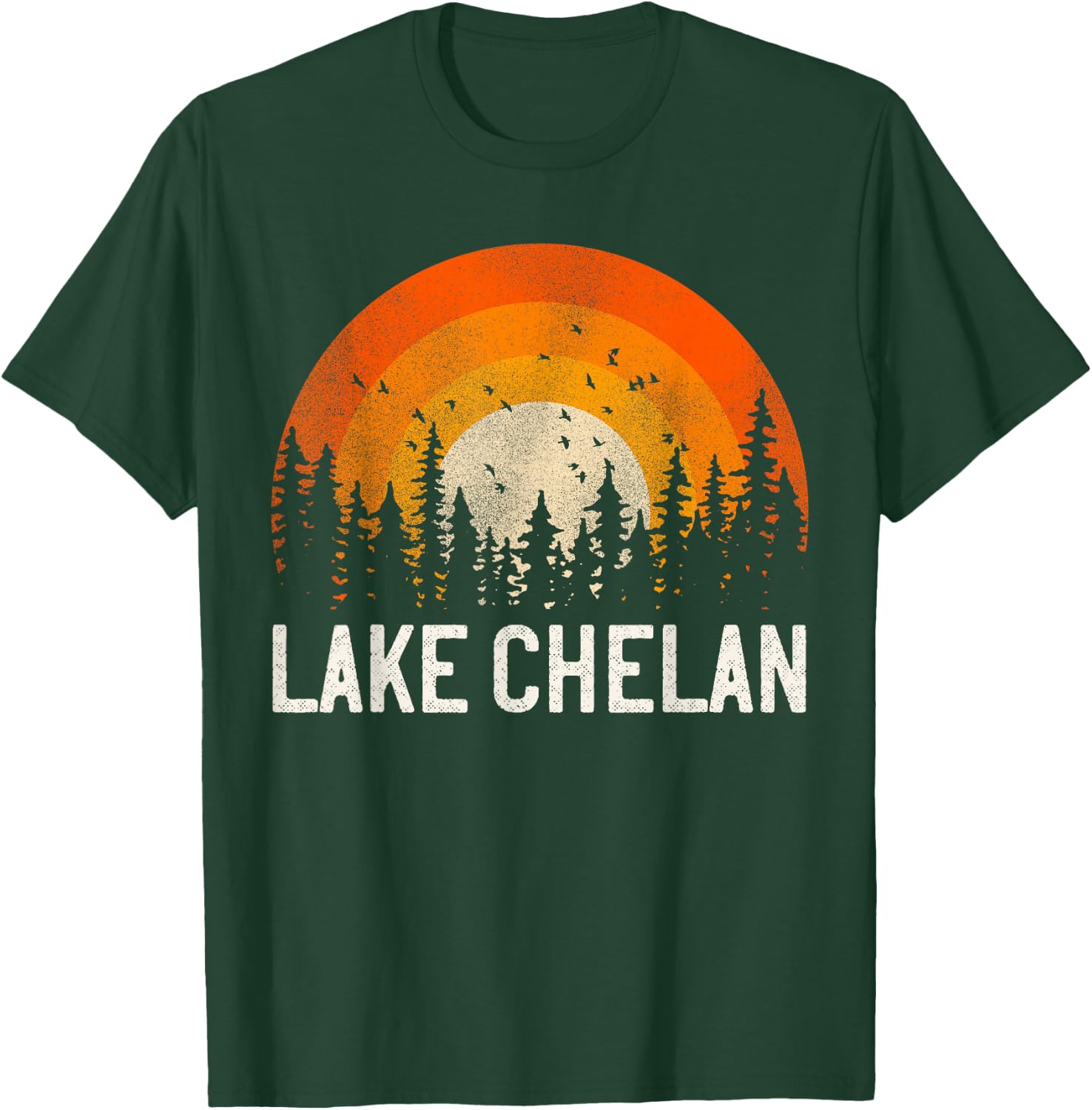 Lake Chelan - Vintage Men Women 70s 80s Graphic Cool Retro T-Shirt - T-Shirt | Forest