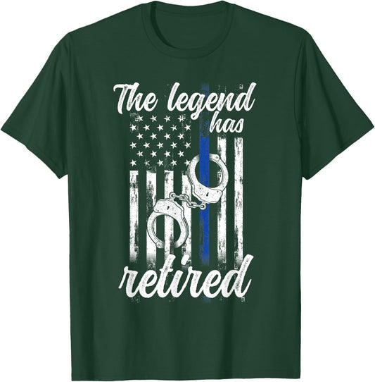 The Legend Has Retired Police Officer Retirement Vintage T-Shirt - T-Shirt | Forest