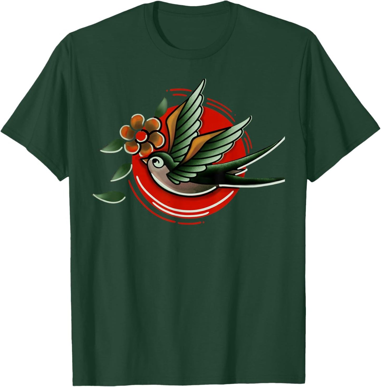 Traditional Swallow, American Old School Bird T-Shirt - T-Shirt | Forest