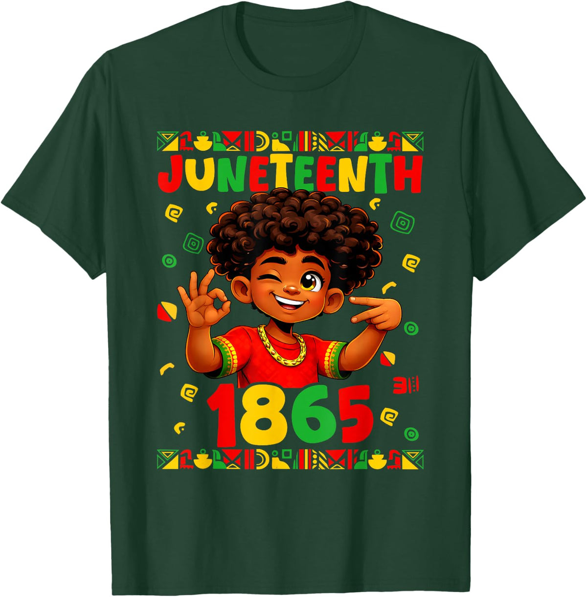 Juneteenth Celebrating 1865 Melanin Brown Skin Boys Kid Teen T-Shirt - T-Shirt | Forest