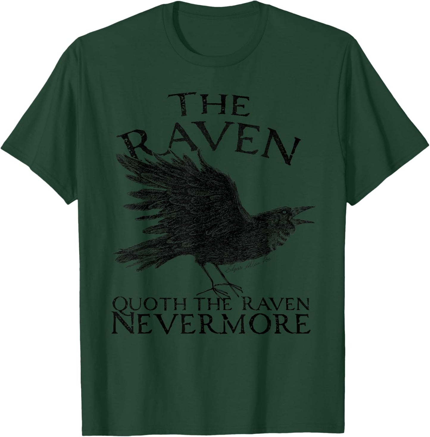 The Raven, Edgar Allan Poe, gothic Literature T-Shirt - T-Shirt | Forest