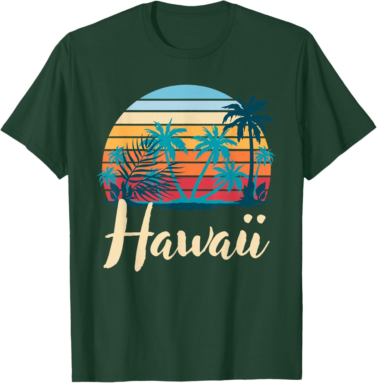 Hawaiian Summer Tropical Summer Holiday Retro Hawaii T-Shirt - T-Shirt | Forest