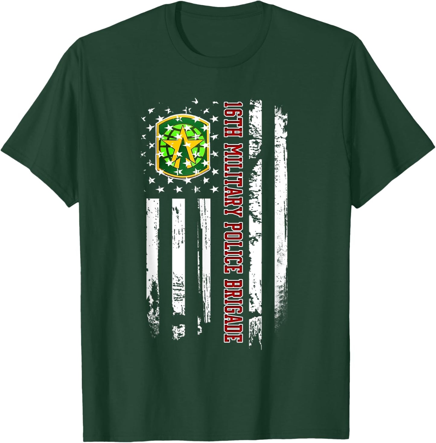 16th Military Police Brigade Veteran USA Flag Veterans Xmas T-Shirt - T-Shirt | Forest