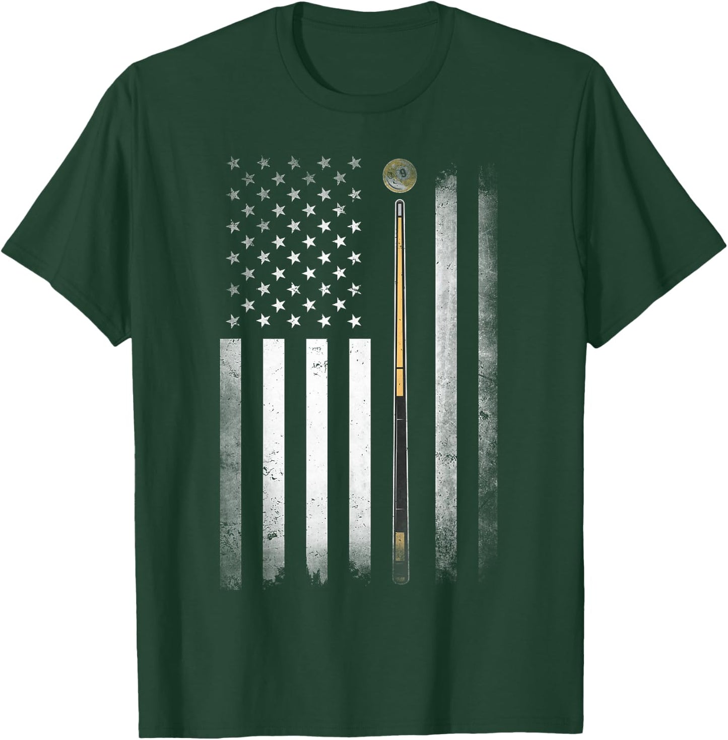 Billiards Pool Player Table USA US American Flag T-Shirt - T-Shirt | Forest
