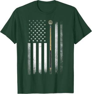 Billiards Pool Player Table USA US American Flag T-Shirt - T-Shirt | Forest