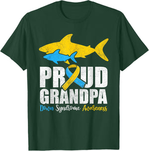 Proud Grandpa Down Syndrome Awareness Shirts, Shark Grandad T-Shirt - T-Shirt | Forest