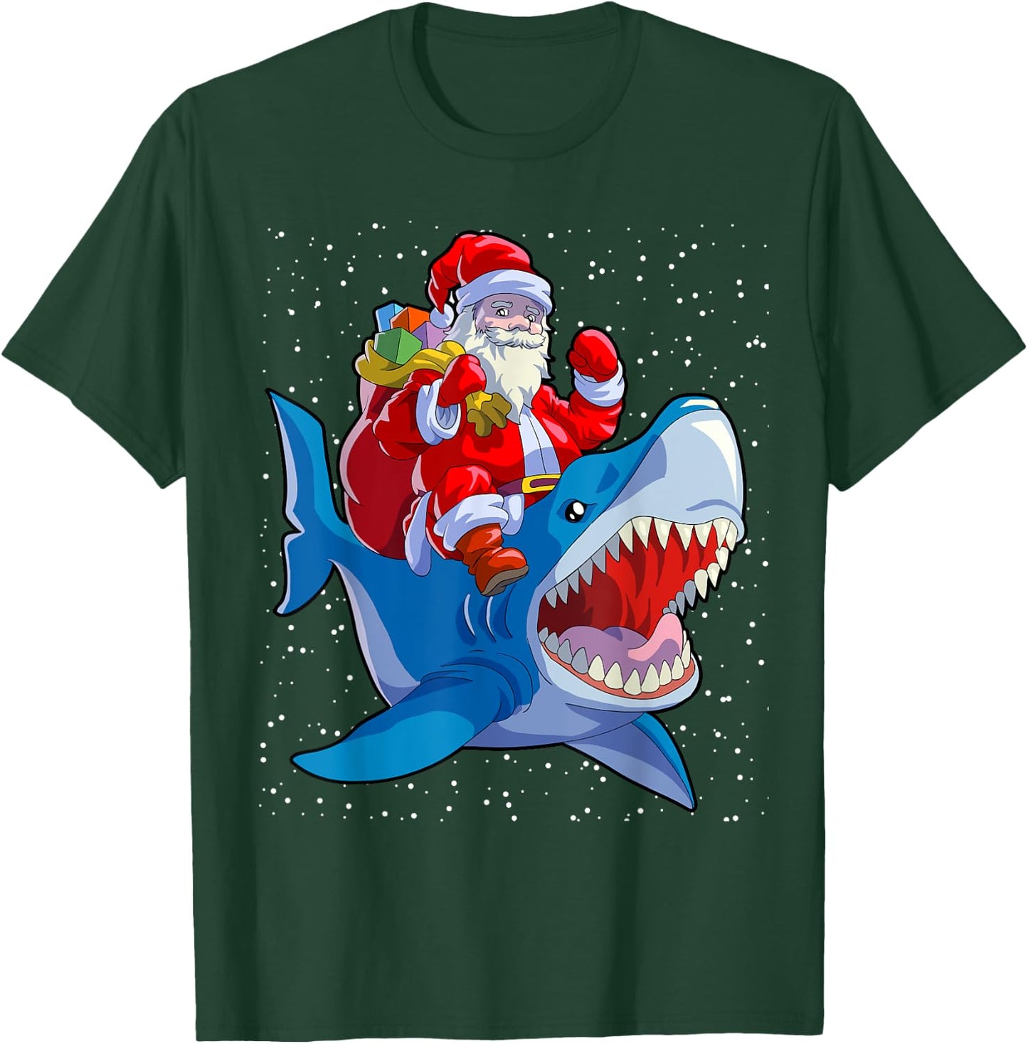 Shark Christmas Shirt Men Boys Shark Lover Santa Claus T-Shirt - T-Shirt | Forest