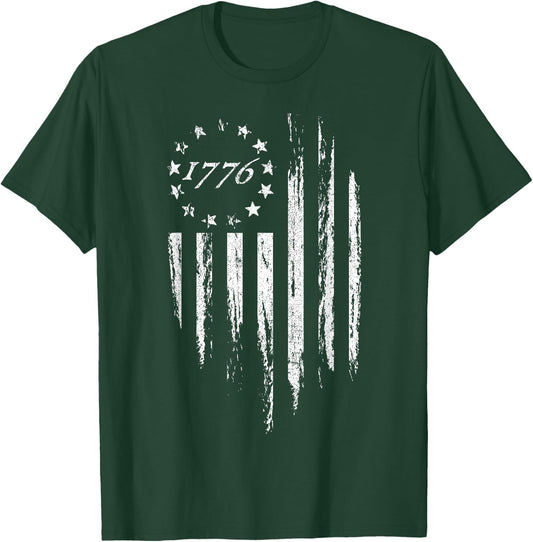 1776 American Flag Betsy Ross 13 Stars USA 4th of July Gift T-Shirt - T-Shirt | Forest