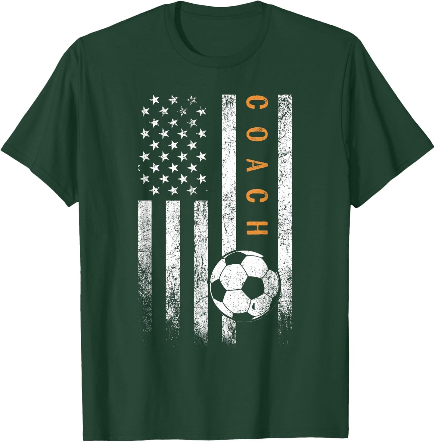 Soccer Coach American Flag Design Soccer Trainer Coaching T-Shirt - T-Shirt | Forest