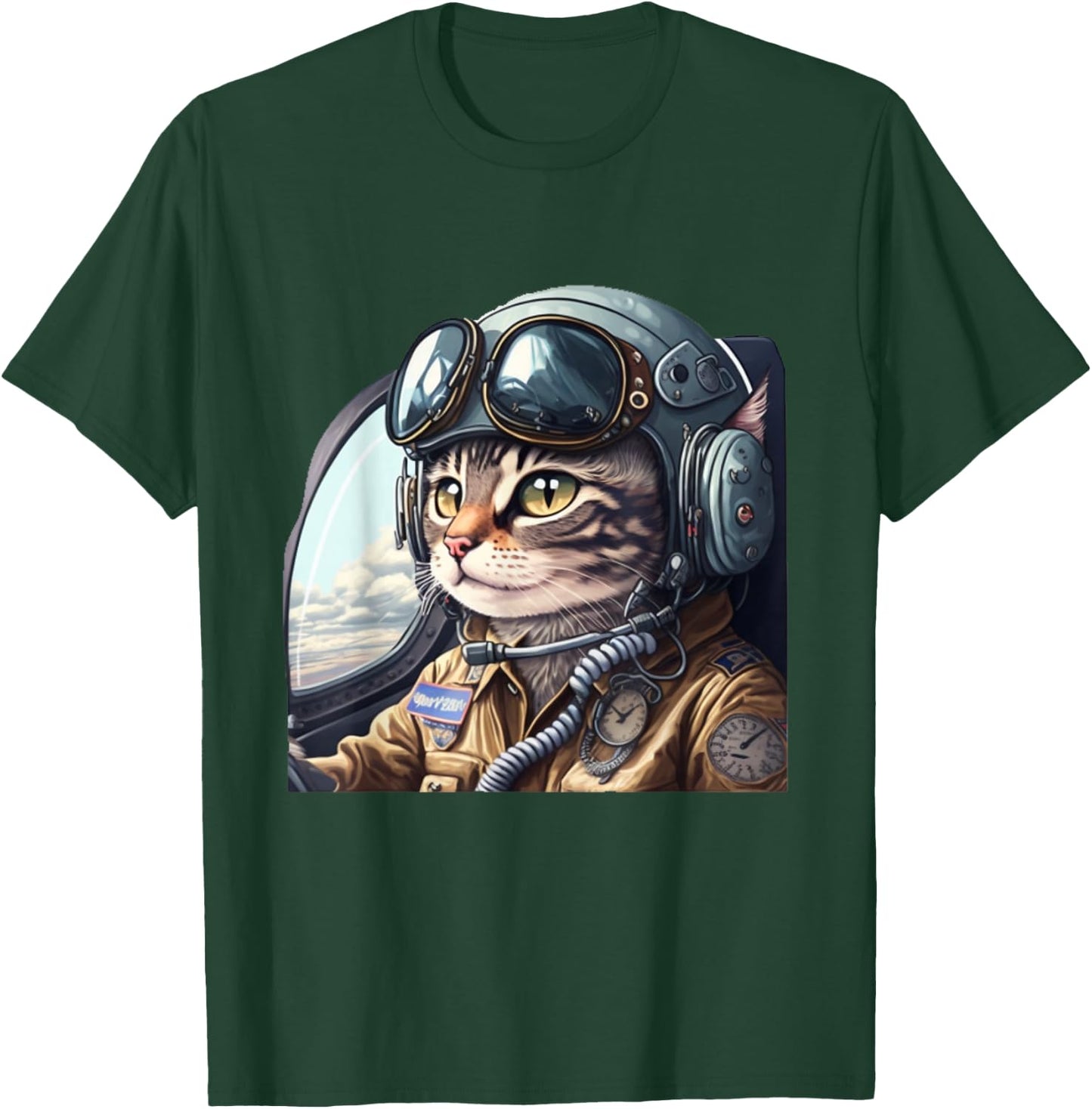 Cat Pilot T-Shirt - T-Shirt | Forest