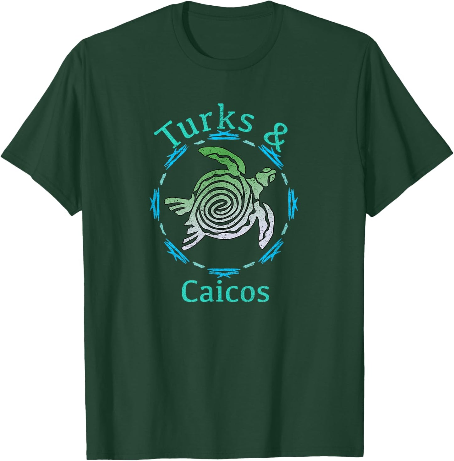 Turks & Caicos Vintage Tribal Turtle Gift T-Shirt - T-Shirt | Forest