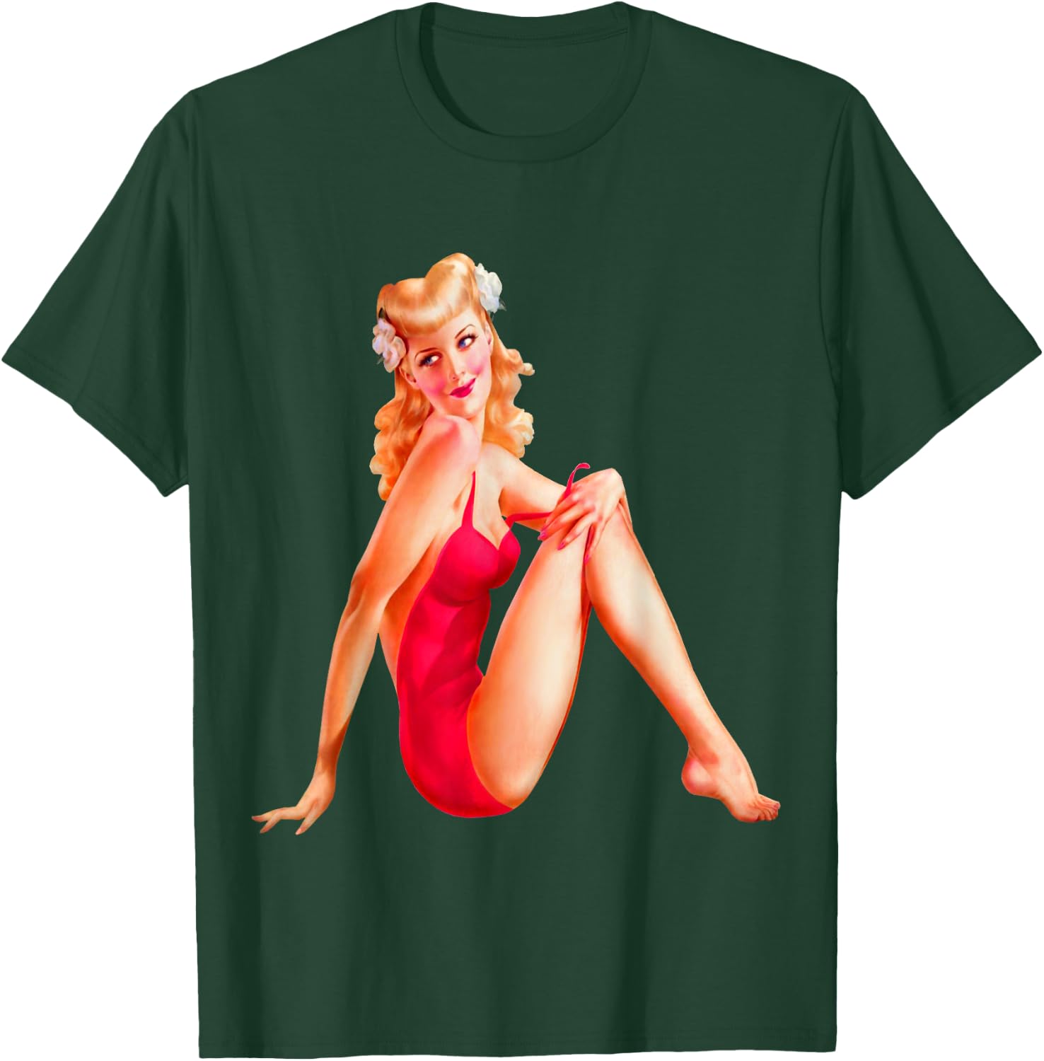 Vintage WW2 Pinup Girl Pop Art Mechanic Shop Calendar Pinups T-Shirt - T-Shirt | Forest