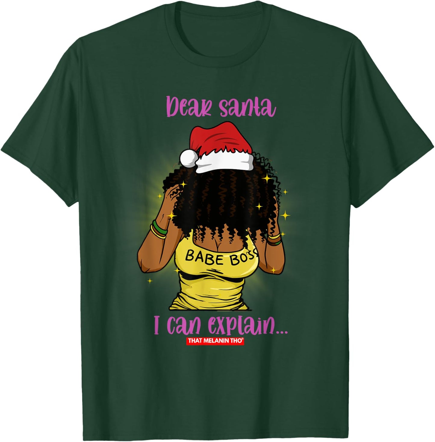 Dear Santa I Can Explain Black Mrs. Santa Claus Christmas T-Shirt - T-Shirt | Forest