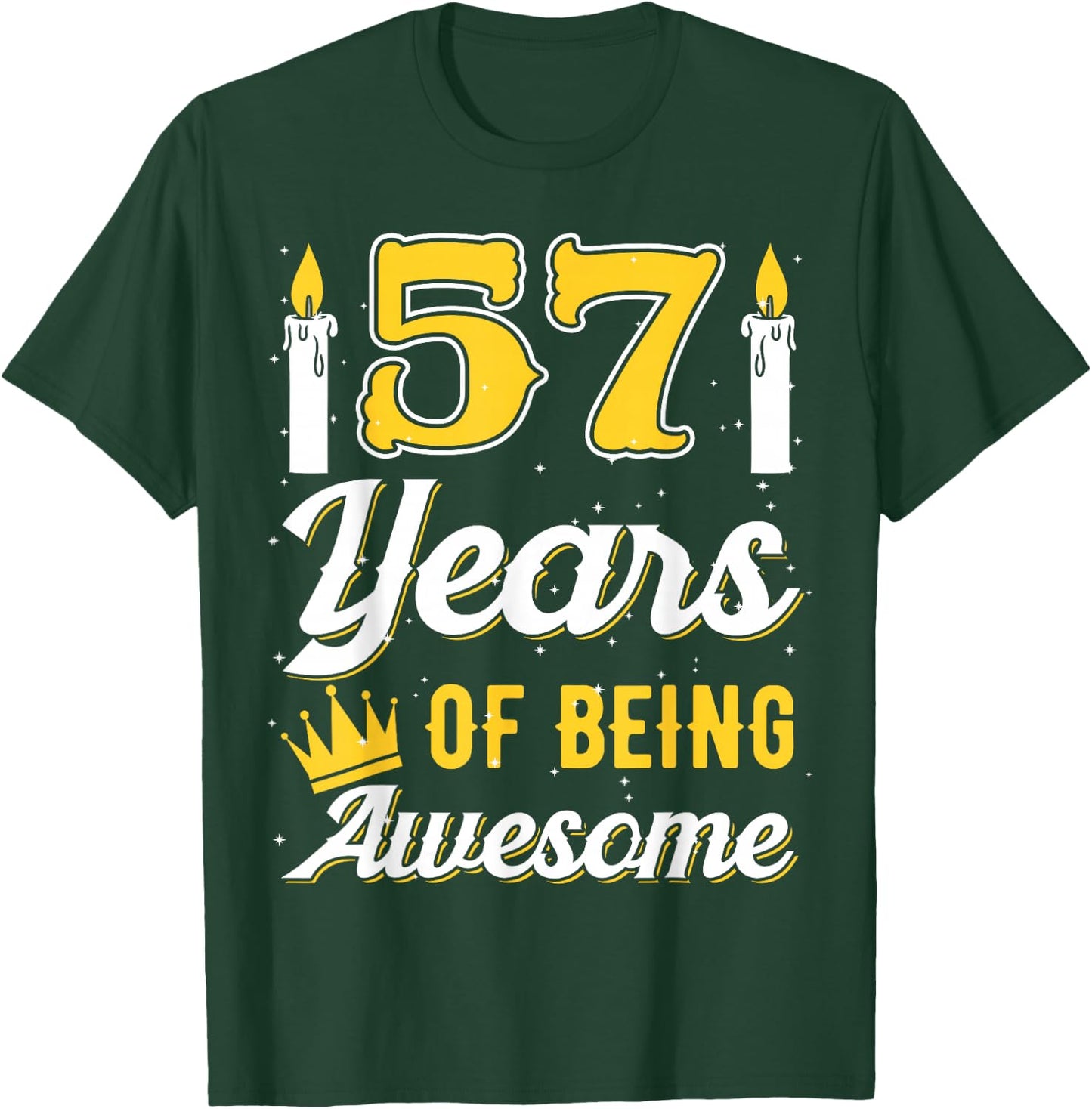 Candle 57 Birthday Party Wishes Candlelight Cake Decoration T-Shirt - T-Shirt | Forest