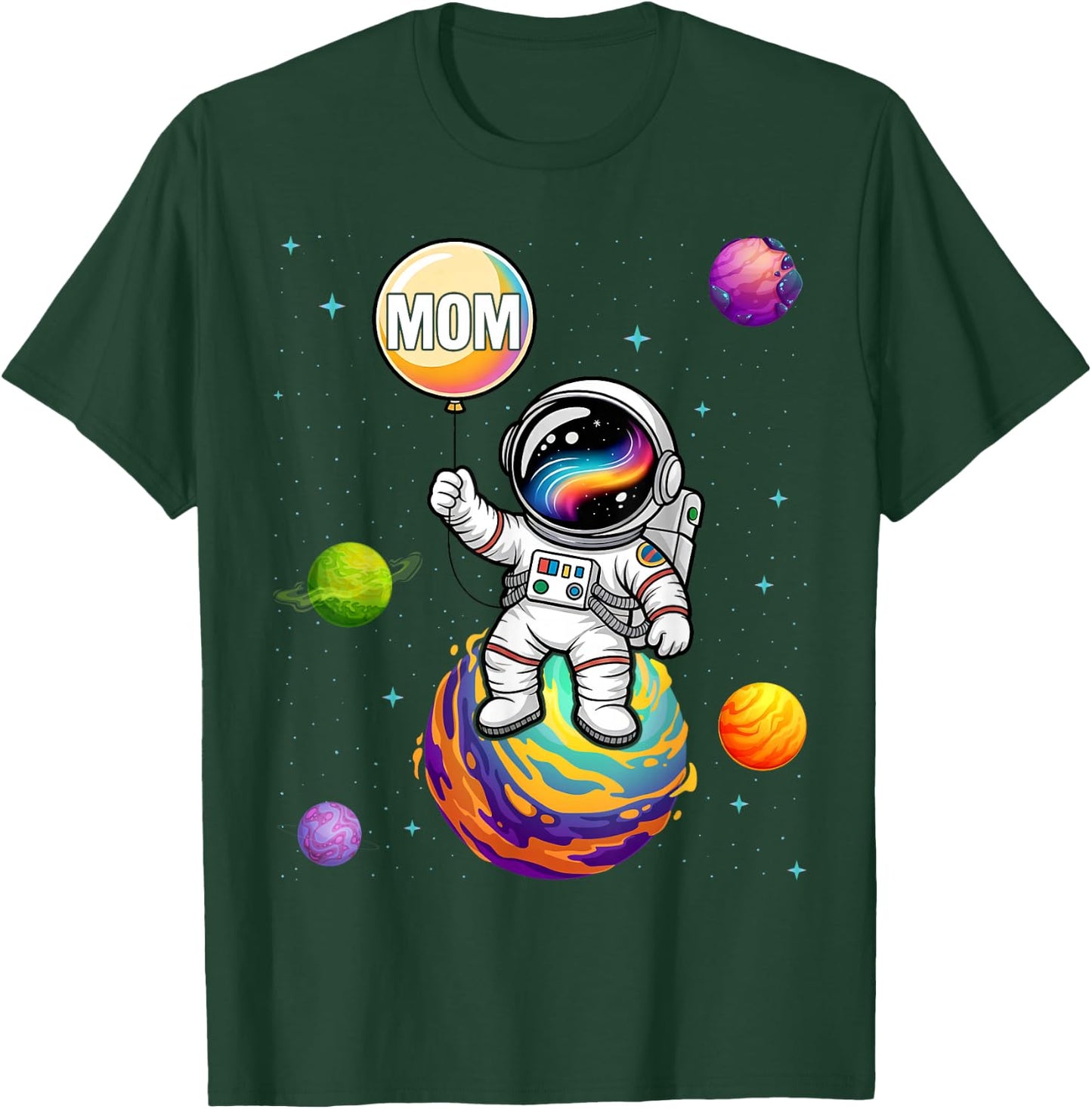 Mom of The Boy Space Astronaut 1st Birthday Family T-Shirt - T-Shirt | Forest