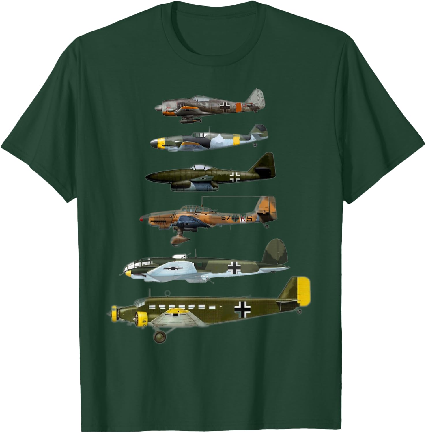 WW2 German Warplanes JU-87 Stuka ME 262 T-Shirt - T-Shirt | Forest