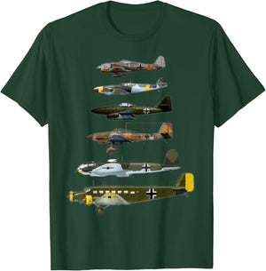 WW2 German Warplanes JU-87 Stuka ME 262 T-Shirt - T-Shirt | Forest