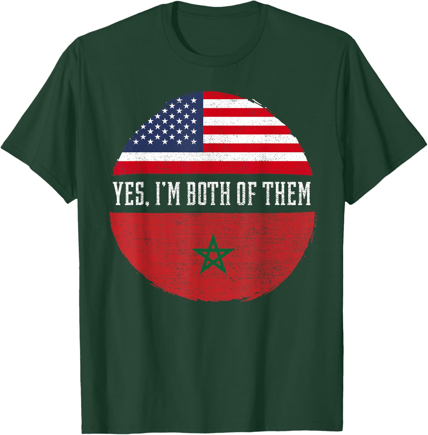 Half American Half Moroccan USA Flag Morocco Heritage DNA T-Shirt - T-Shirt | Forest