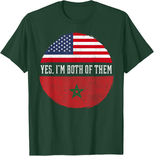 Half American Half Moroccan USA Flag Morocco Heritage DNA T-Shirt - T-Shirt | Forest