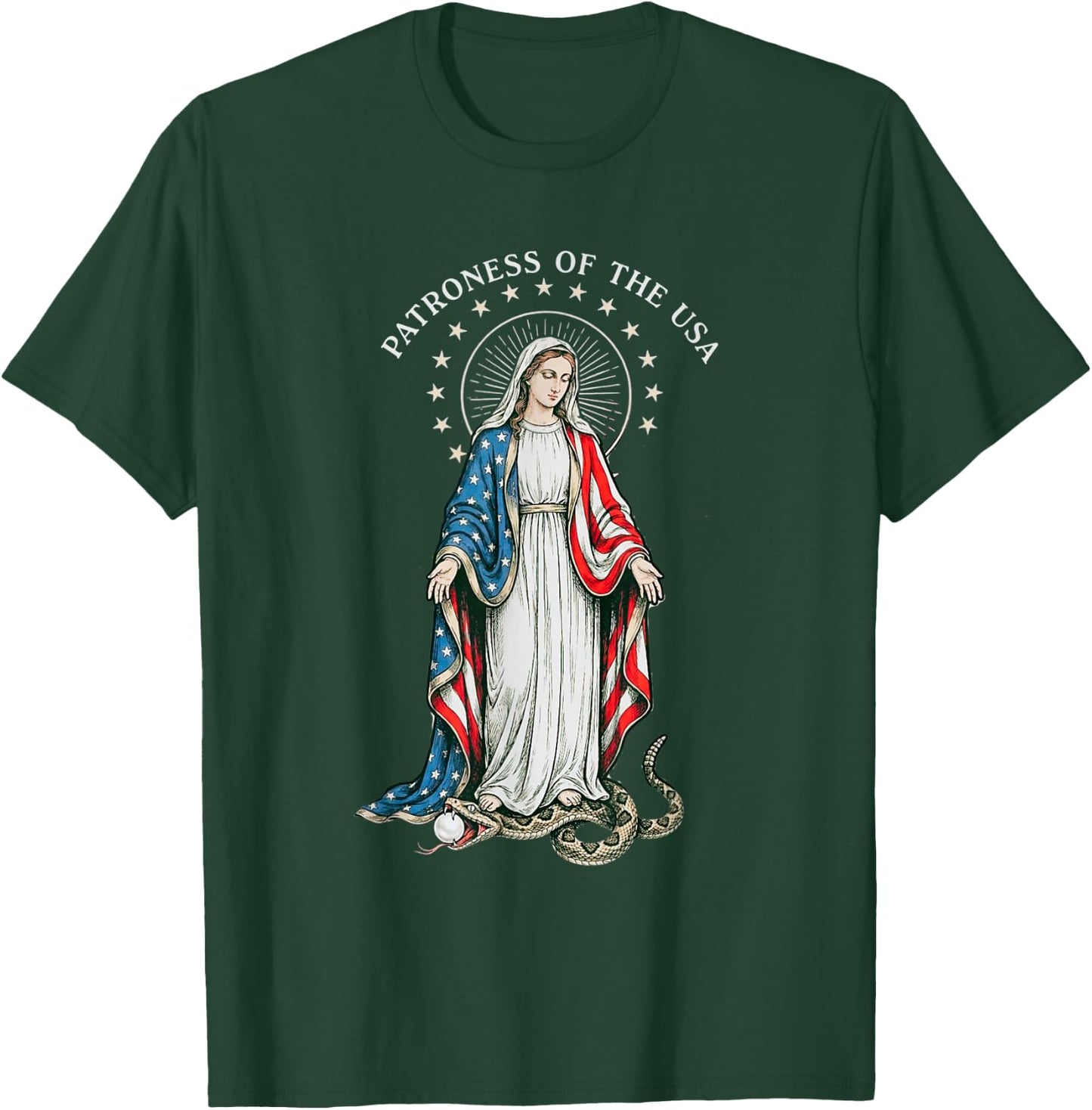 Patroness of The USA Blessed Virgin Mary Catholic Art Design T-Shirt - T-Shirt | Forest