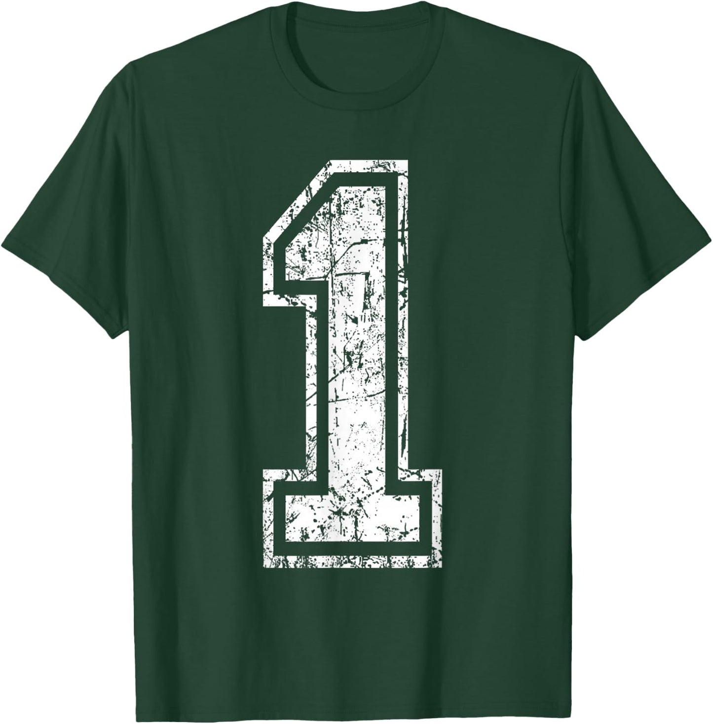 Sports Jersey Grunge Number 1 Team Player Birthday Gift T-Shirt - T-Shirt | Forest