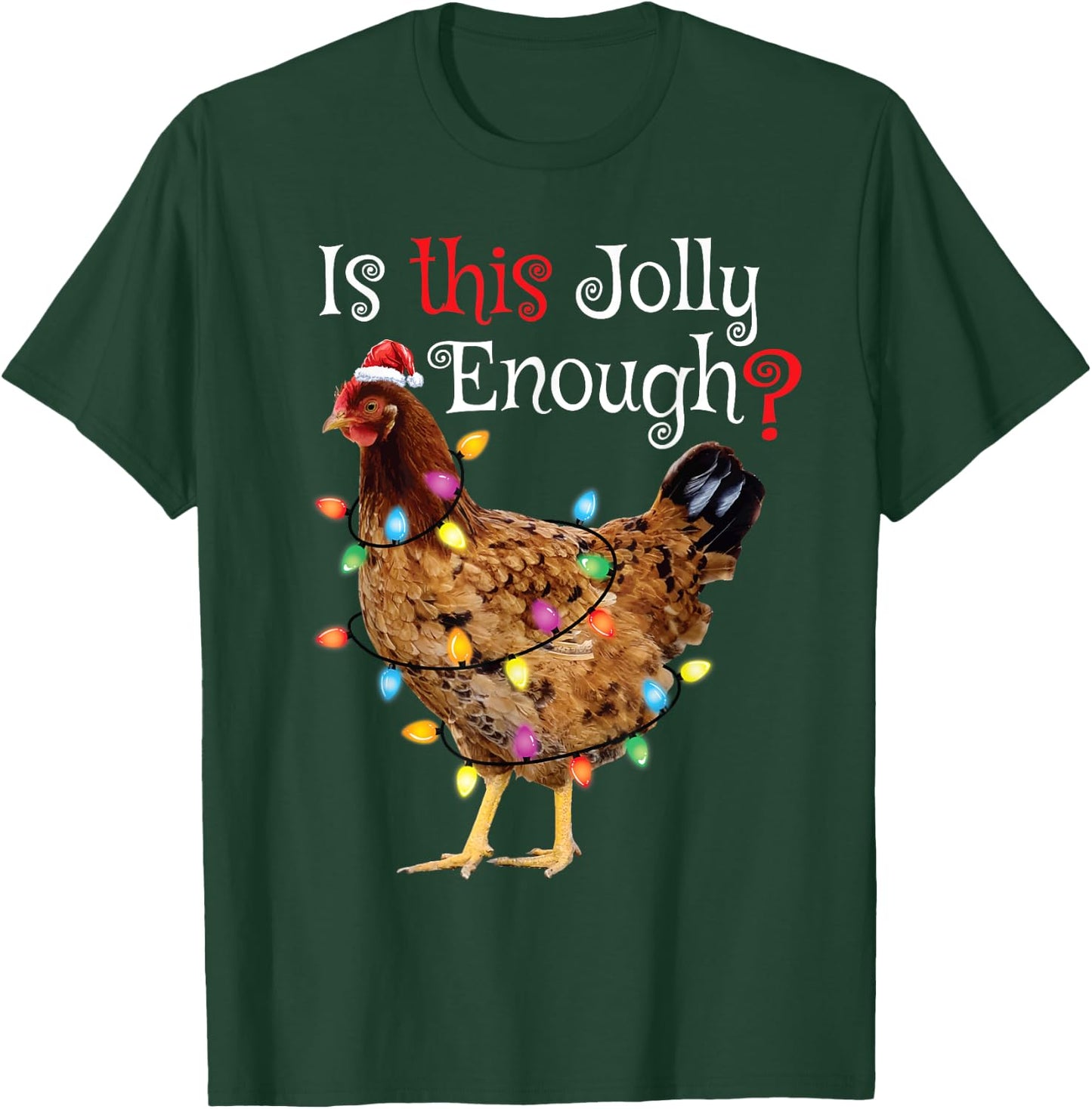 Christmas Chicken Shirt Women Men Kids Funny Santa Chicken T-Shirt - T-Shirt | Forest
