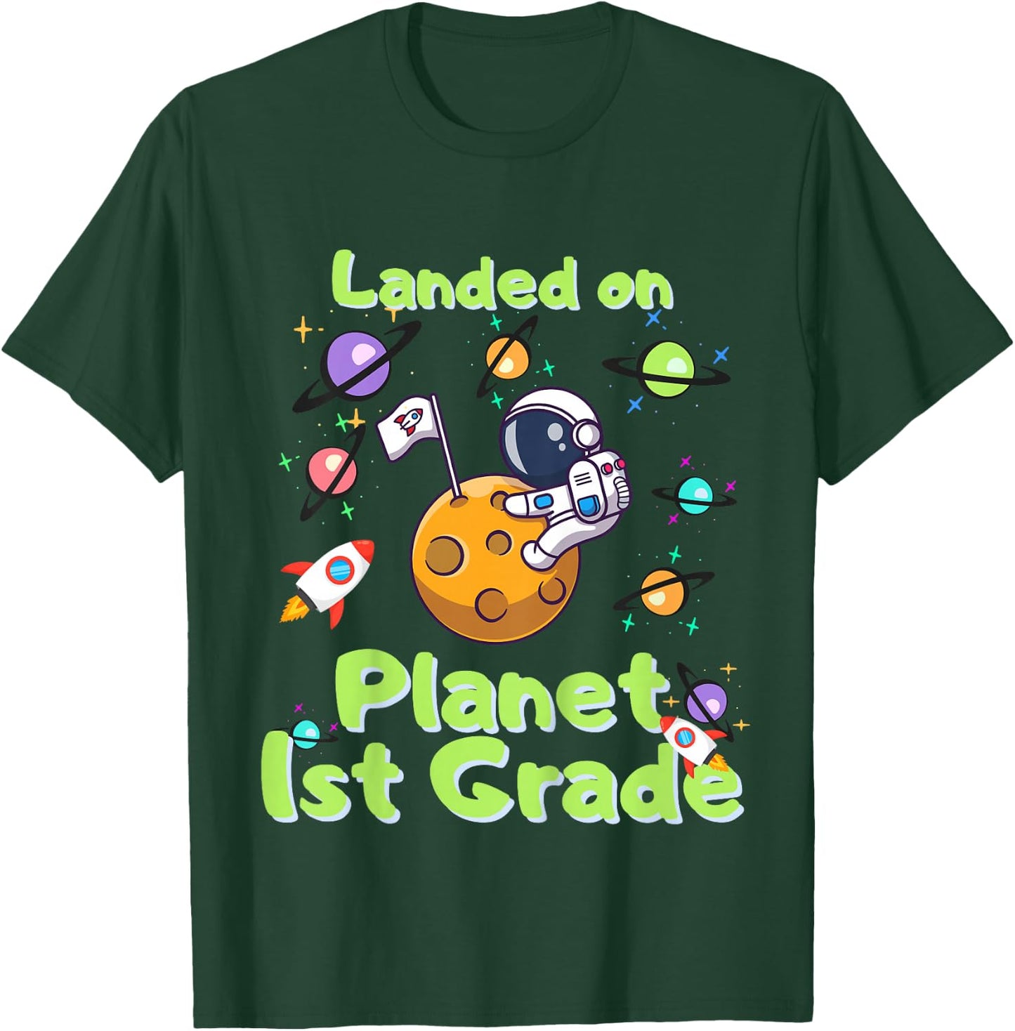 Kids First Day 2024 Astronaut in School, First Grade here I come T-Shirt - T-Shirt | Forest