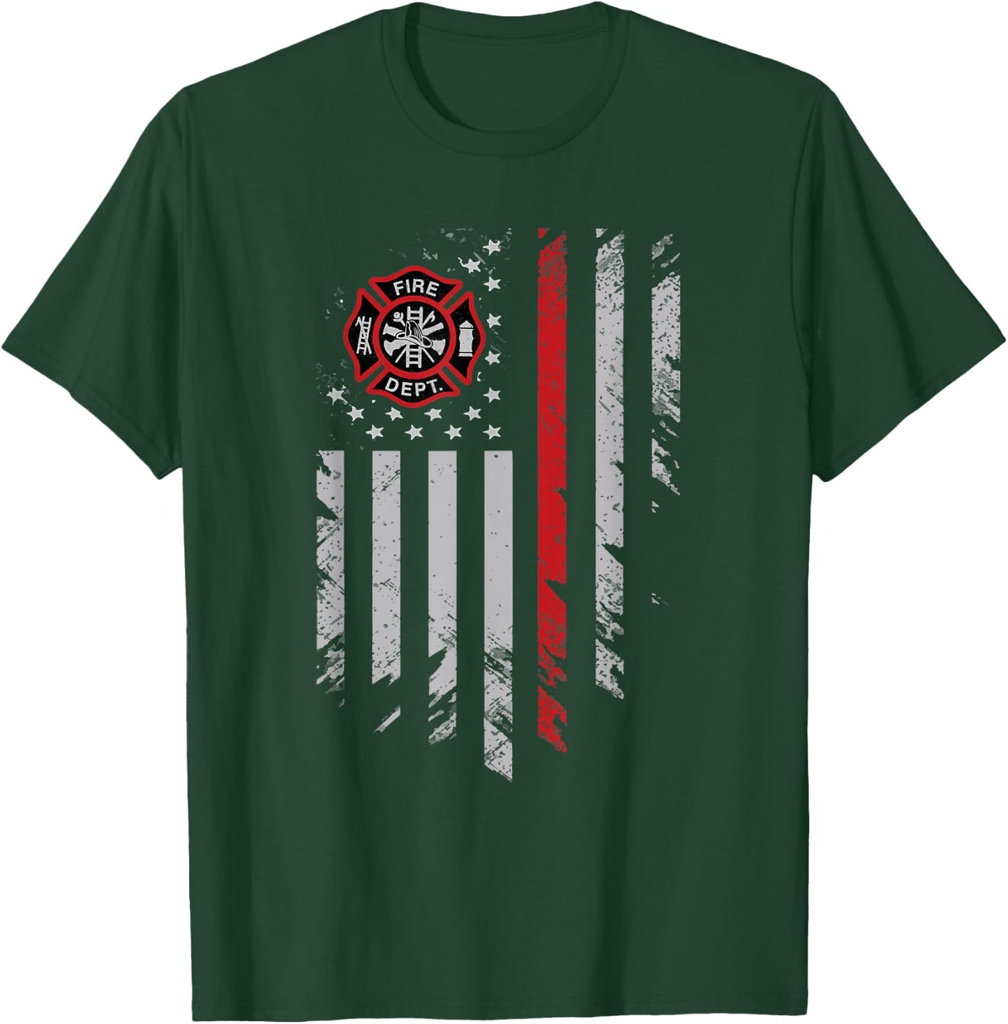 Thin Red Line Firefighter T shirt American Flag Shirt T-Shirt - T-Shirt | Forest