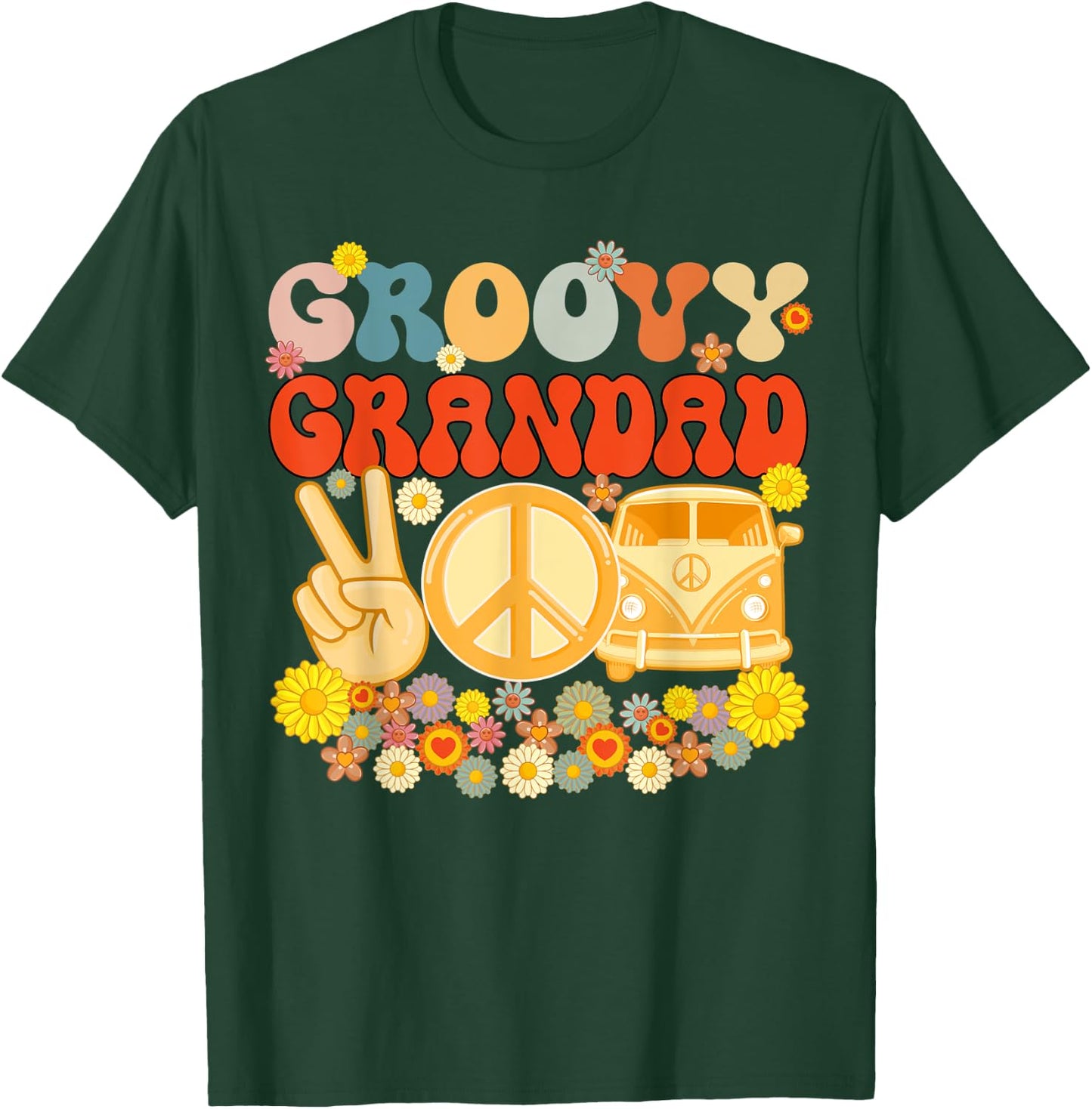 Groovy Grandad Retro Matching Family Baby Shower Father's Da T-Shirt - T-Shirt | Forest