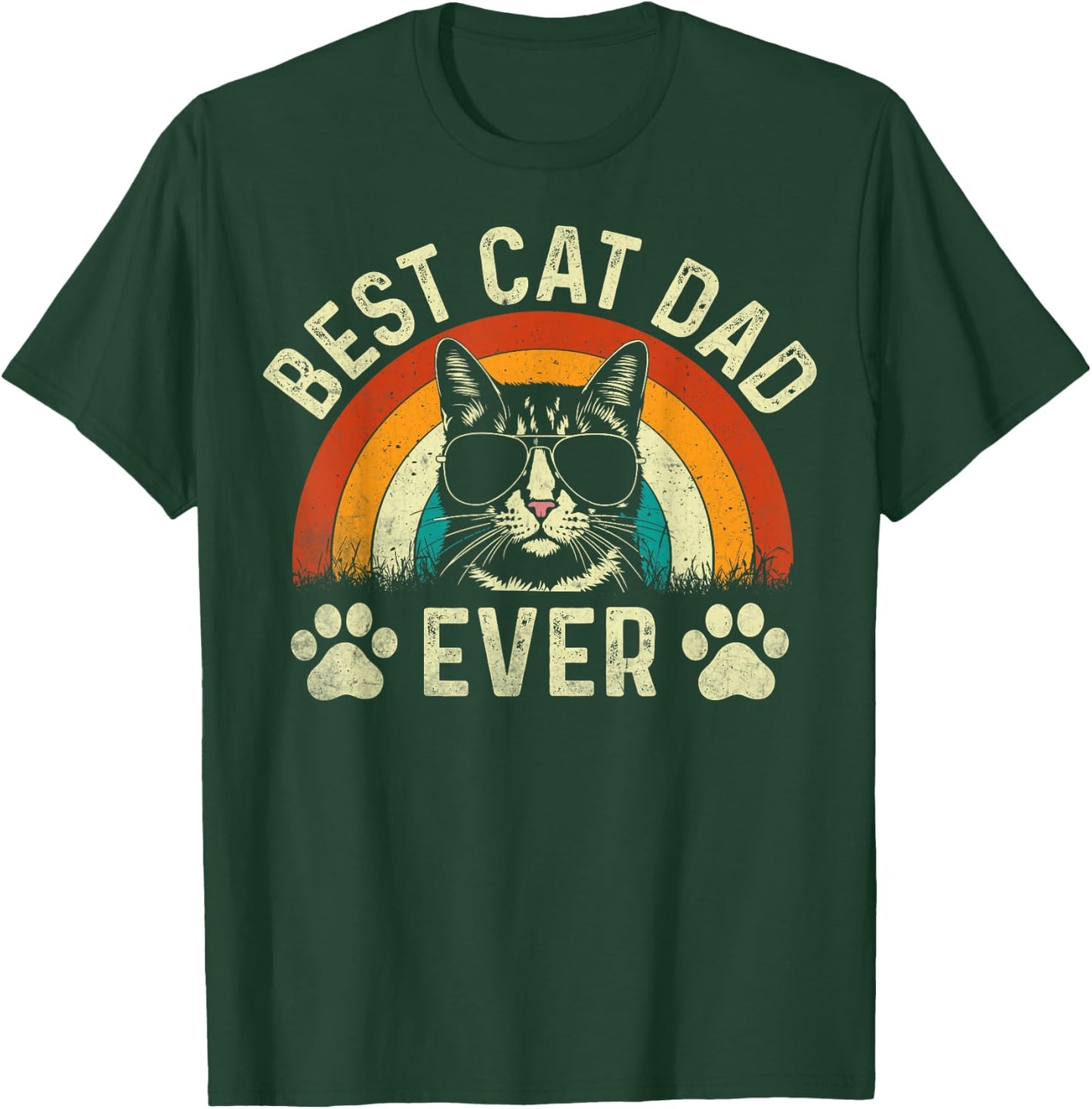 Cat Dad Best Cat Dad Ever Funny Cat Daddy Vintage T-Shirt - T-Shirt | Forest