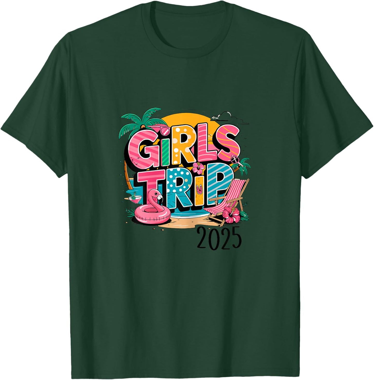 Girls trip 2025 weekend vacation matching group party T-Shirt - T-Shirt | Forest