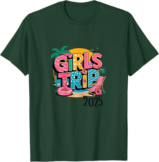 Girls trip 2025 weekend vacation matching group party T-Shirt - T-Shirt | Forest