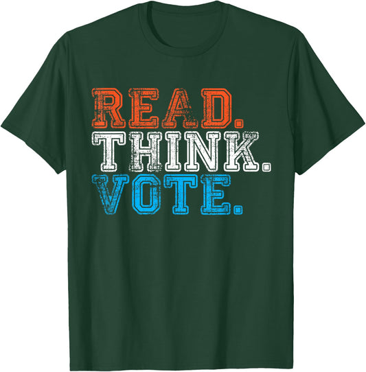 Adults Black Small Read Think Vote T-Shirt - T-Shirt | Forest