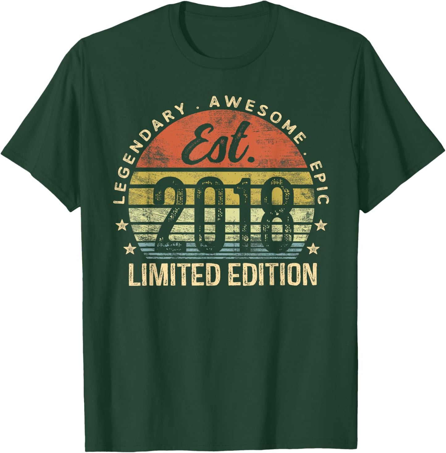 Est 2018 Limited Edition 7th Birthday Gifts 7 Year Old T-Shirt - T-Shirt | Forest