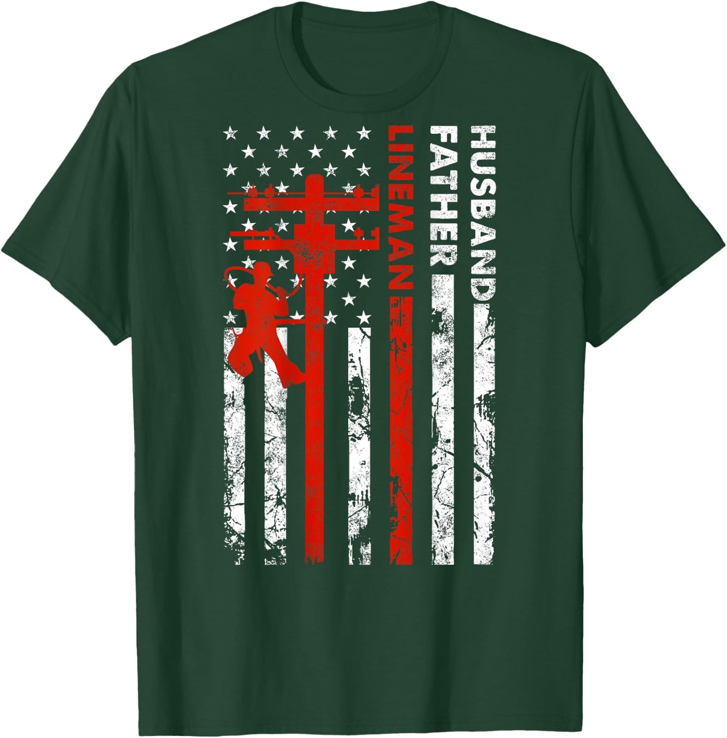 Electric Cable Lineman Husband Father Dad Fathers Day gift T-Shirt - T-Shirt | Forest