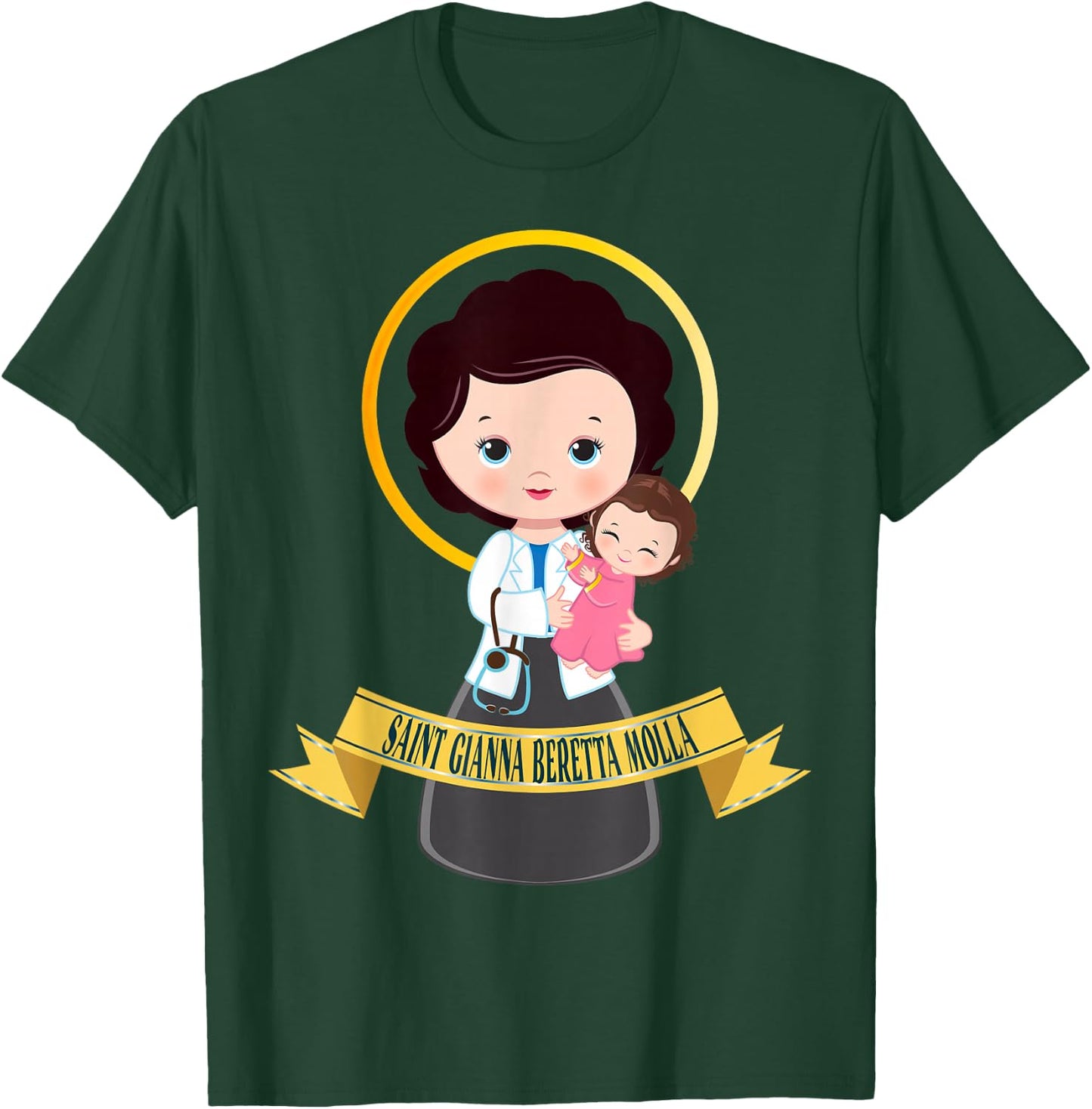 Saint Gianna Beretta Molla Patron Catholic Doctor Saints T-Shirt - T-Shirt | Forest