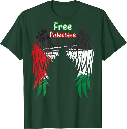 Palestine Flag Dad On Back Side Palestinian Angel Kids Wings T-Shirt - T-Shirt | Forest