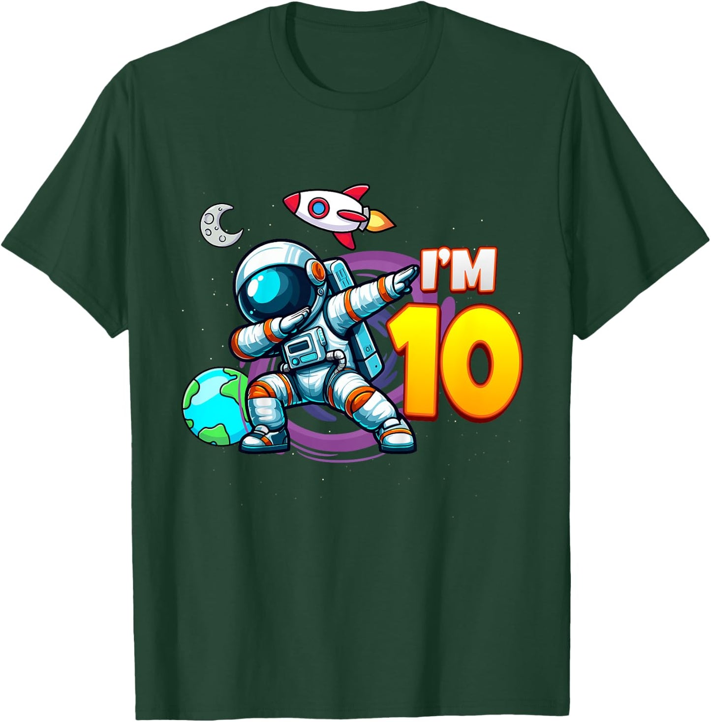 Kids I'm 10 For 10 Year Old Boy Space Astronaut 10th Birthday T-Shirt - T-Shirt | Forest