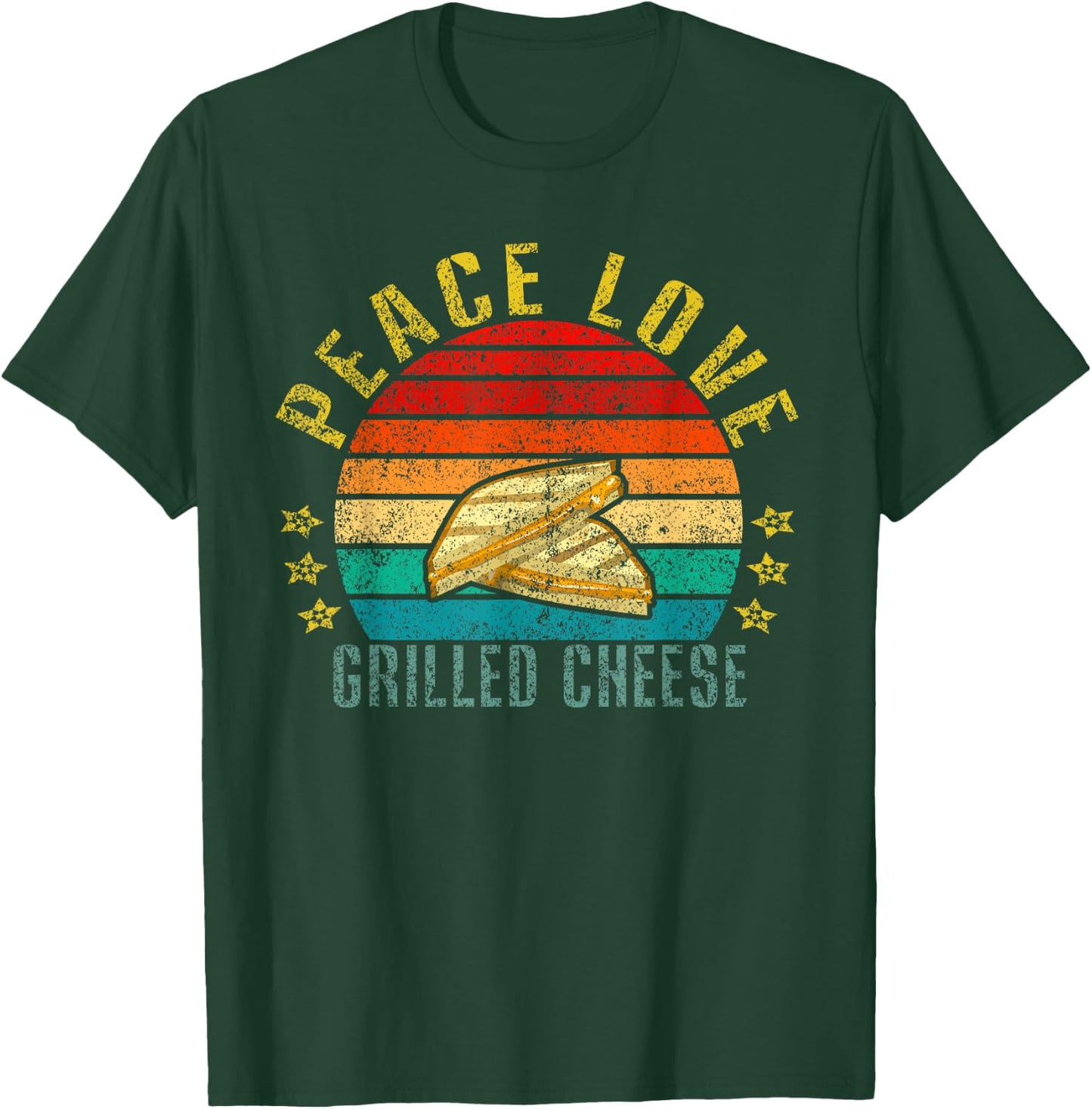 Peace Love Grilled Cheese Funny Retro T-Shirt - T-Shirt | Forest