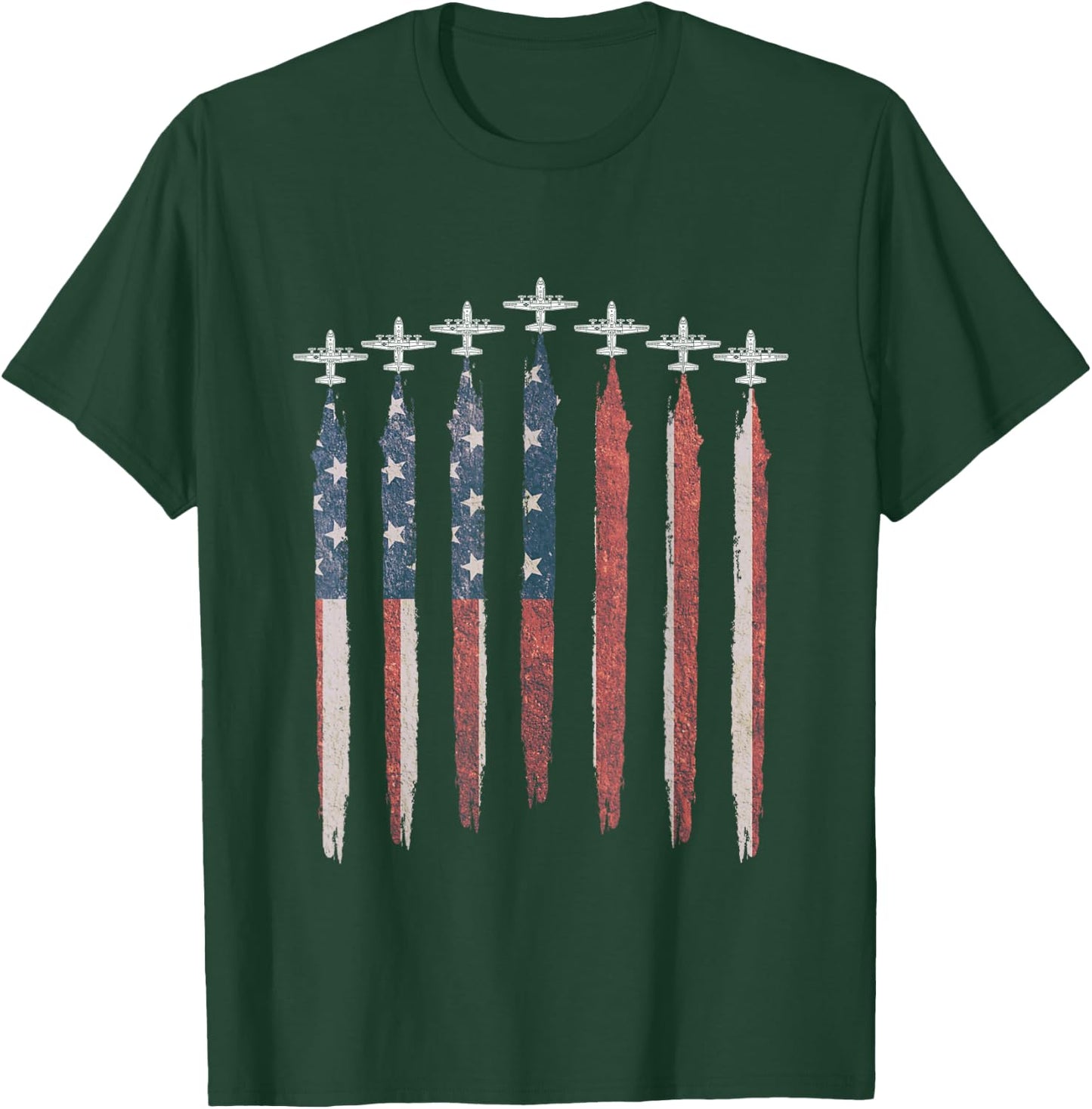 C-130 Hercules Gunship Military Aircraft American Flag C130 T-Shirt - T-Shirt | Forest