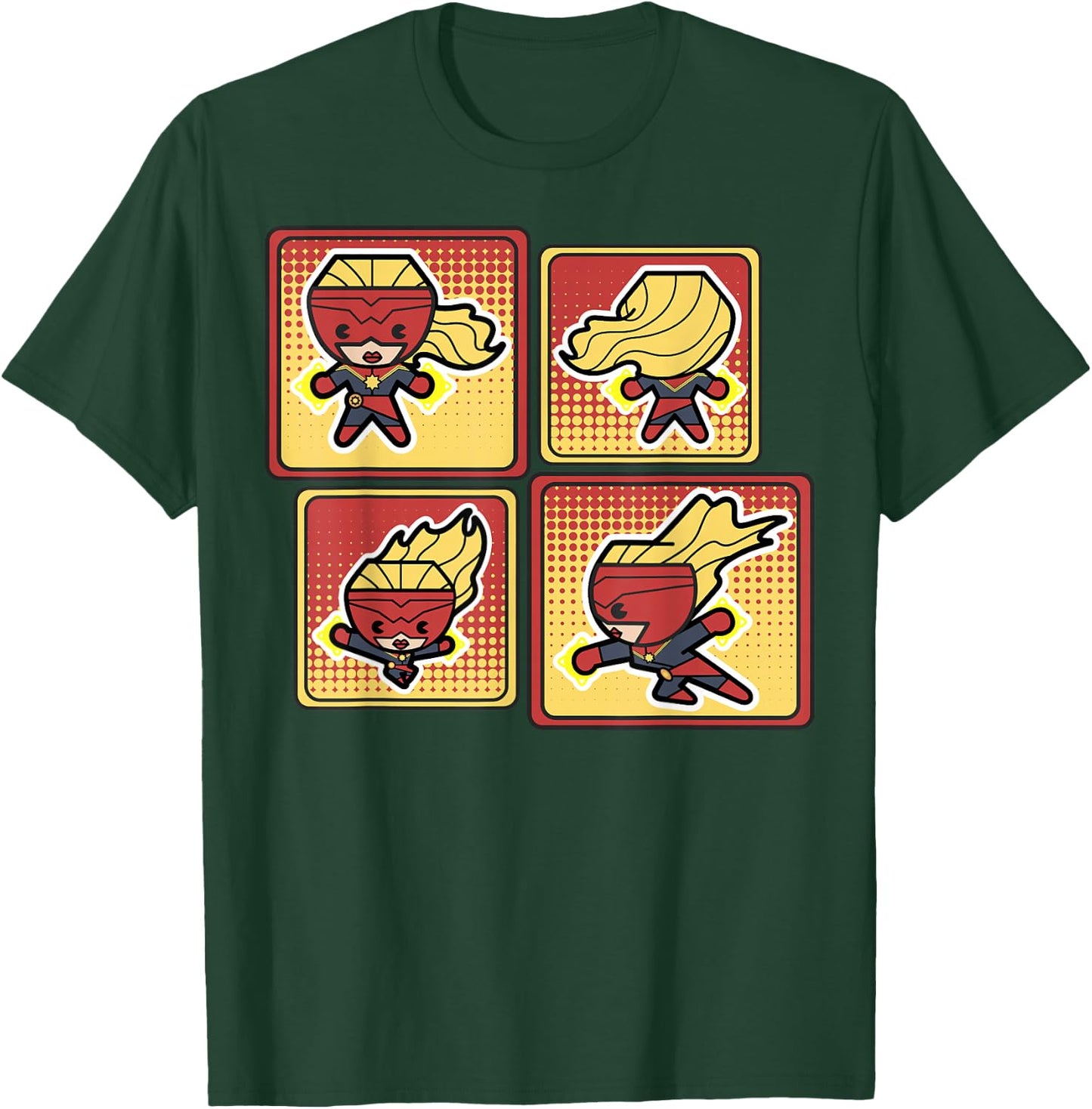 Captain Marvel Kawaii Style Action Pose Poster T-Shirt - T-Shirt | Forest