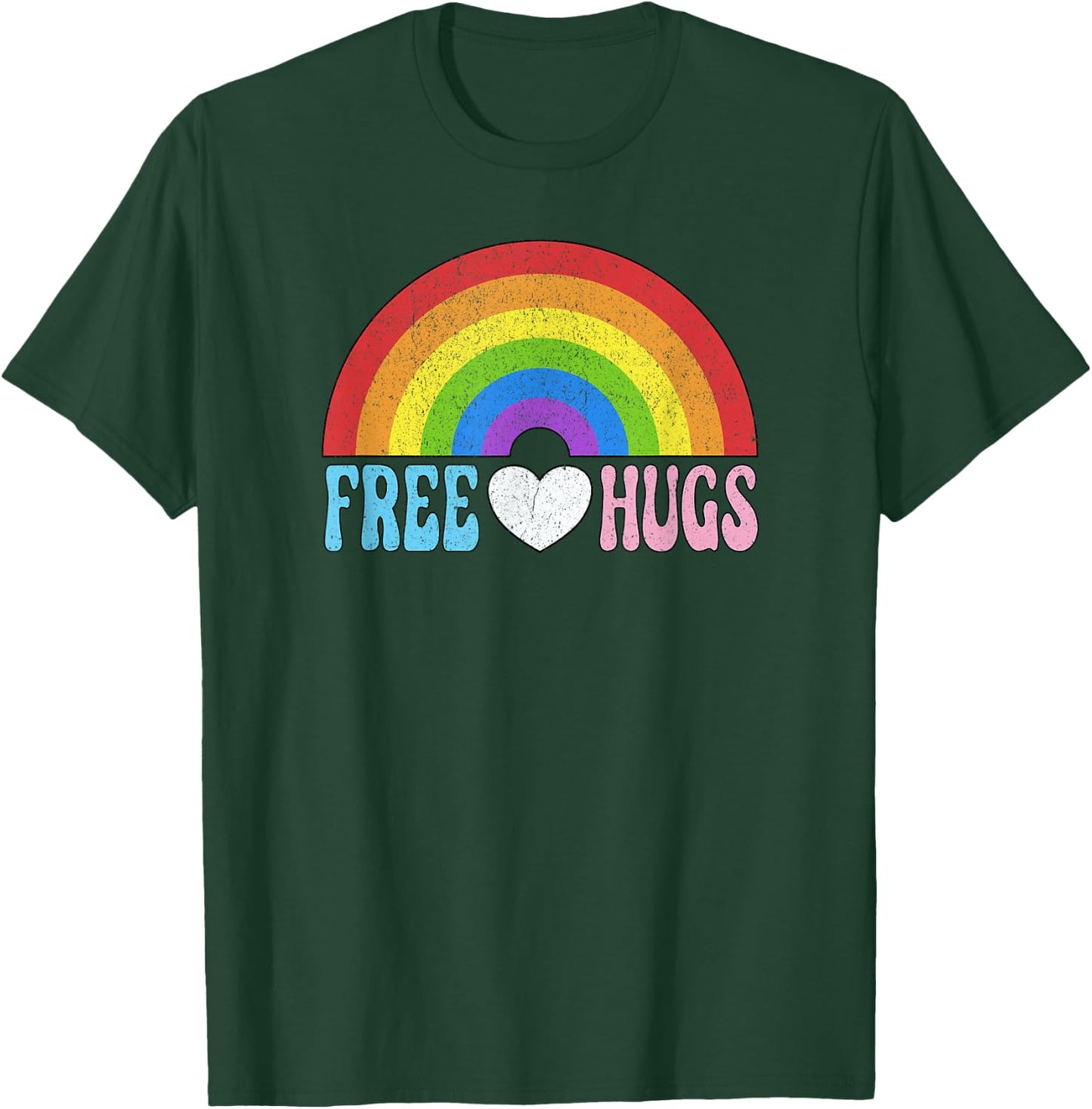 Free Hugs Rainbow LGBTQ Pride Month Parade T-Shirt - T-Shirt | Forest