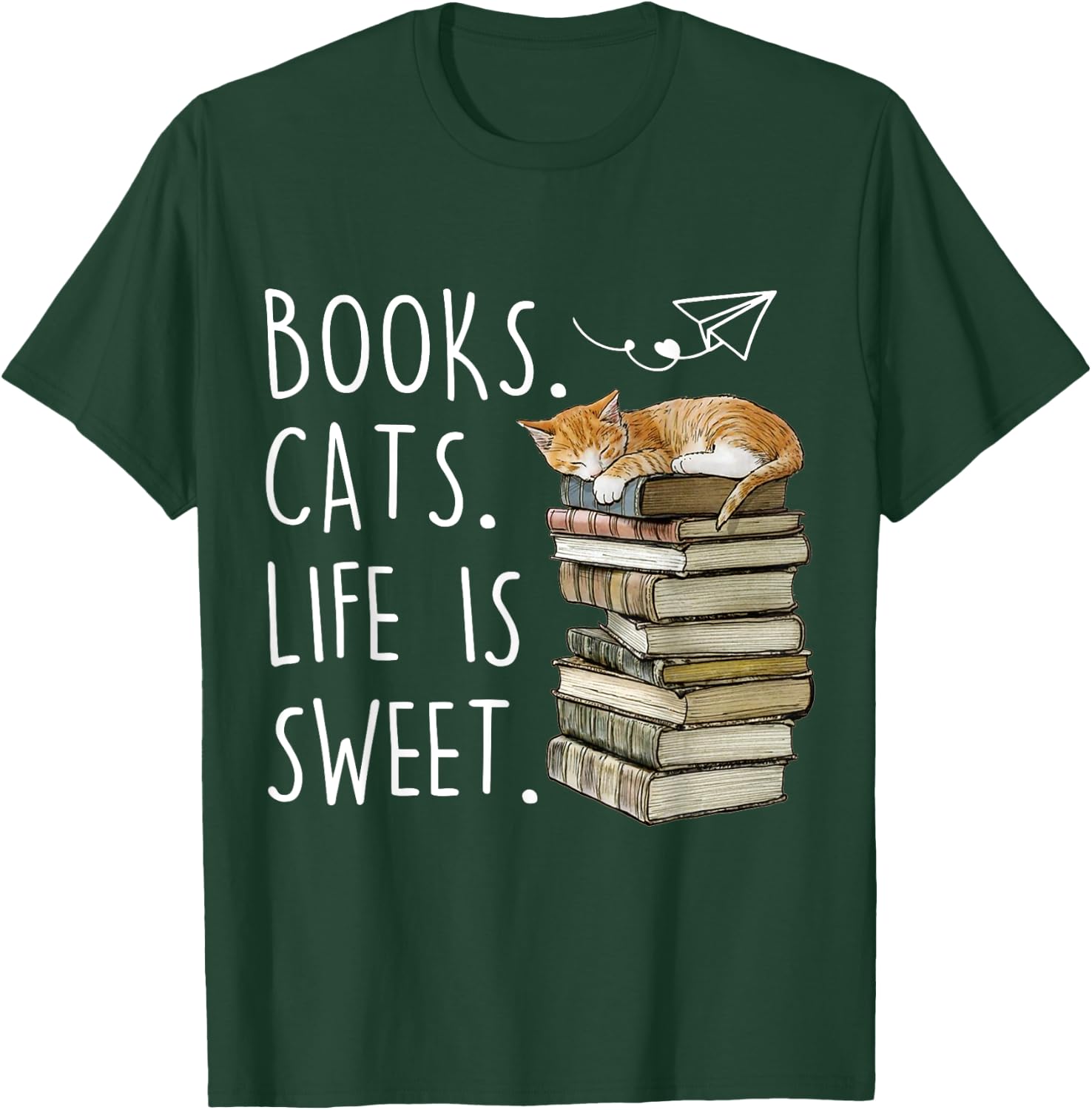 Funny Book Lovers Books Cats Life Is Sweet Cat Lovers T-Shirt - T-Shirt | Forest