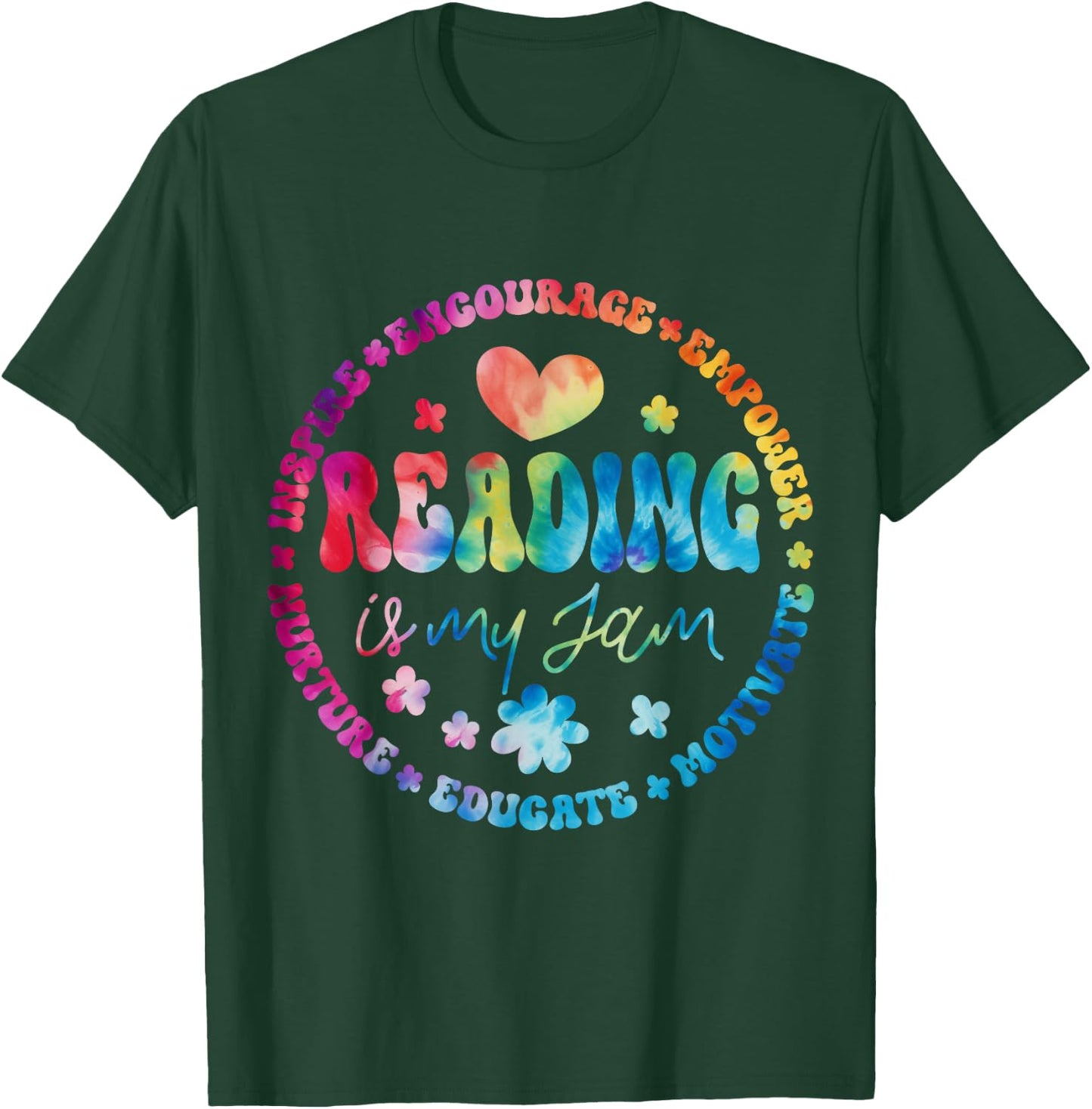 Groovy Reading is my jam Squad Girls Boys Teacher Literacy T-Shirt - T-Shirt | Forest