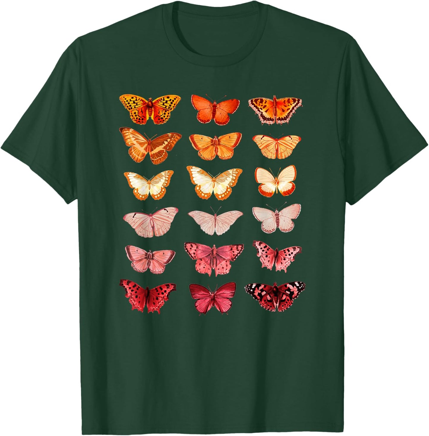 Lesbian Flag Colour Butterfly Subtle Sapphic Pride Aesthetic T-Shirt - T-Shirt | Forest