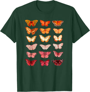 Lesbian Flag Colour Butterfly Subtle Sapphic Pride Aesthetic T-Shirt - T-Shirt | Forest
