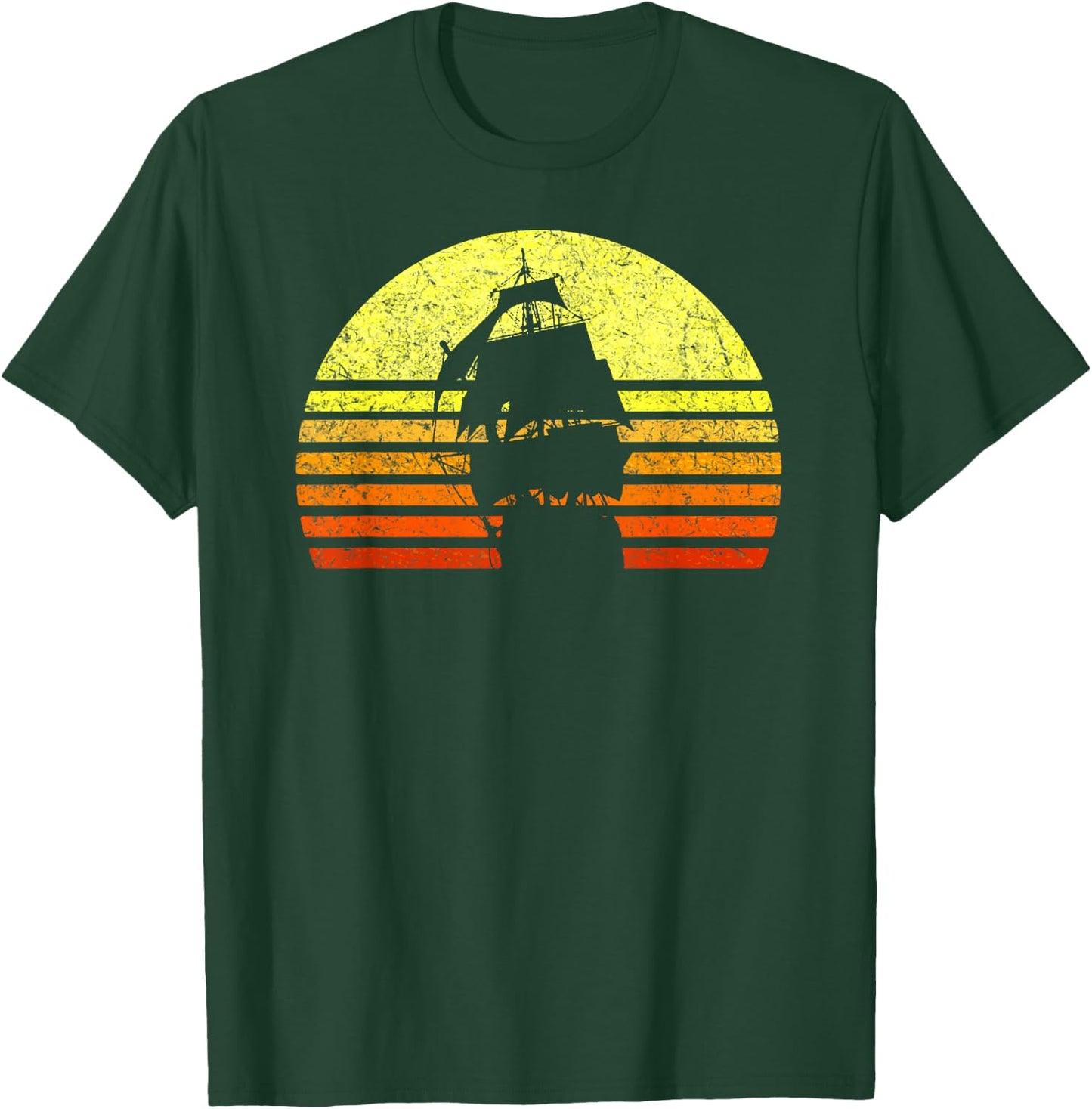 Vintage Sailing Pirate Ship Captain Nautical Sailboat Sailor T-Shirt - T-Shirt | Forest